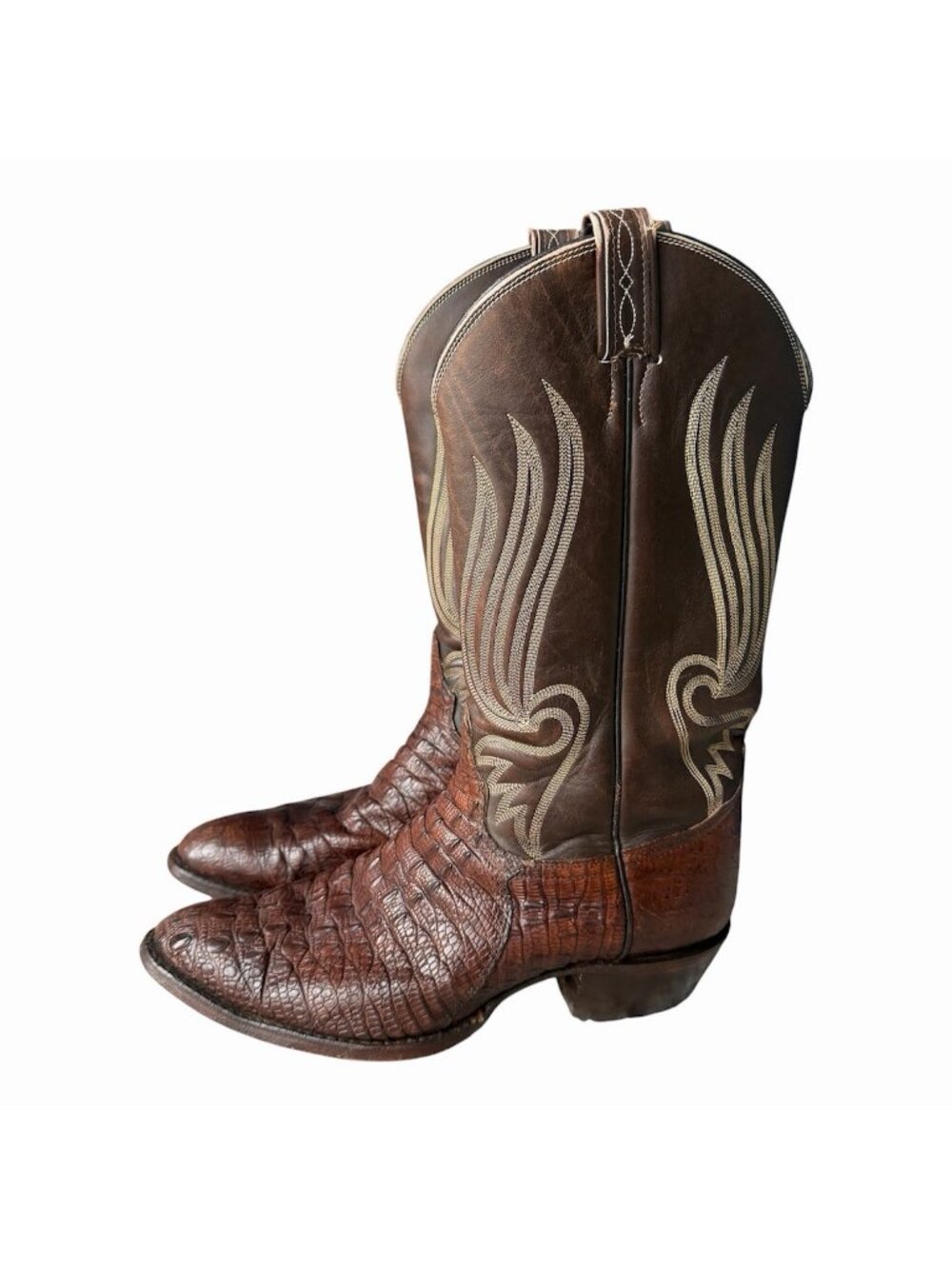 Vintage Tony Lama El Rey Hornback Caiman Western Cowboy Boots 10D
